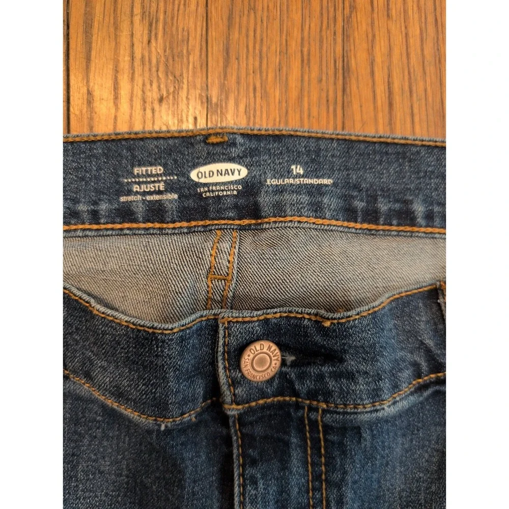 Old Navy Fitted‎ Stretch Bermuda Shorts Cuffed Acid Fade Blue Denim Womens Sz 14